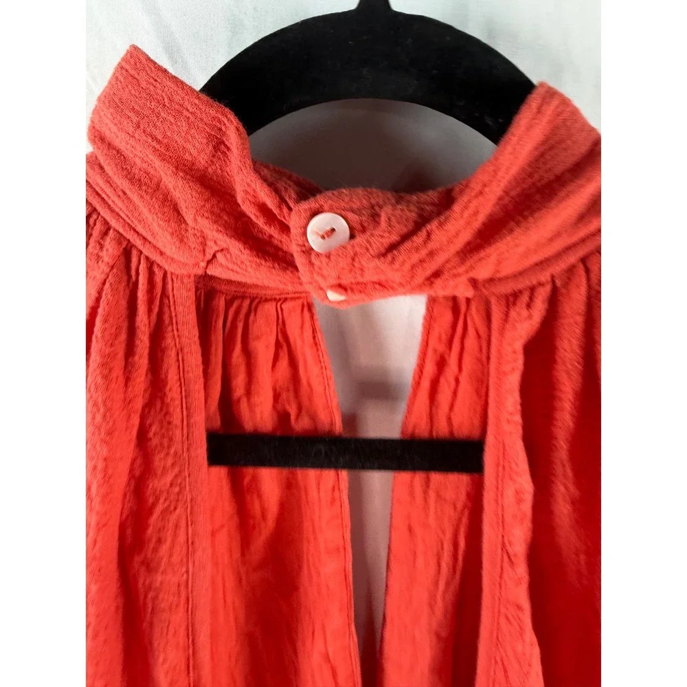 Jen's Pirate Booty for Free People Orange Red Cotton Gauze Tie Back Crop Top S